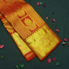 Traditional Chili Red Kanchipuram Silk Saree with Zari Brocade and Meena Work - Vivaaha Silks & Sarees