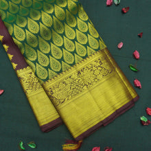 Load image into Gallery viewer, Traditional Dark Green Kanchipuram Silk Saree with Zari Thilagam Design - Vivaaha Silks & Sarees