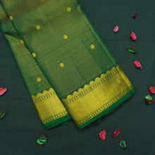 Load image into Gallery viewer, Dark Green Vaira Oosi Kanchipuram Silk Saree with Bavanji Border - Vivaaha Silks & Sarees