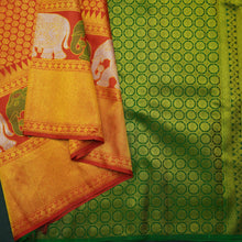 Load image into Gallery viewer, Chili Red Kanchipuram Silk Saree with Bavanji Border and Zari Brocade - Vivaaha Silks & Sarees