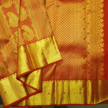 Load image into Gallery viewer, Chili Red Kanchipuram Silk Saree with Zari Brocade & Meena Work - Vivaaha Silks & Sarees
