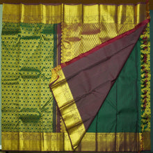 Load image into Gallery viewer, Traditional Dark Green Kanchipuram Silk Saree with Zari Thilagam Design - Vivaaha Silks & Sarees
