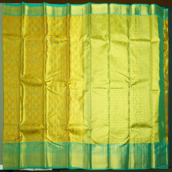Traditional Lemon Yellow Tissue Kanchipuram Silk Saree with Zari Brocade - Vivaaha Silks & Sarees