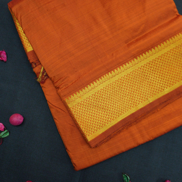 Graceful Fenugreek 9-Yard Kanchipuram Silk Saree with Traditional Elegance - Vivaaha Silks & Sarees