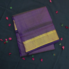 Load image into Gallery viewer, Navy blue 9-Yard Kanchipuram Silk Saree with Elegant Getti Border - Vivaaha Silks & Sarees