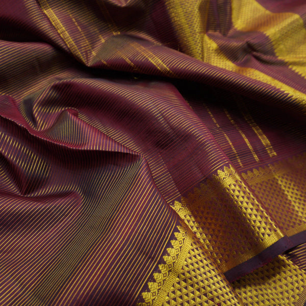 Traditional Brown 9-Yard Kanchipuram Silk Saree - Vivaaha Silks - Vivaaha Silks & Sarees