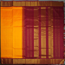 Load image into Gallery viewer, Radiant Golden Yellow 9 Yards Kanchipuram Silk Saree with Red Selvedge Border - Vivaaha Silks & Sarees