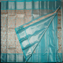 Load image into Gallery viewer, Exclusive Pastel Peach Bridal Kanchipuram Silk Saree with Silver Zari and Meena Work - Vivaaha Silks & Sarees