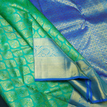 Load image into Gallery viewer, Jungle Green Bridal Kanchipuram Silk Saree with Blue Border - Vivaaha Silks & Sarees
