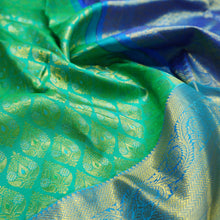 Load image into Gallery viewer, Jungle Green Bridal Kanchipuram Silk Saree with Blue Border - Vivaaha Silks & Sarees