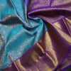 Sky Blue Bridal Kanchipuram Silk Saree with Violet Korvai Border - Vivaaha Silks & Sarees
