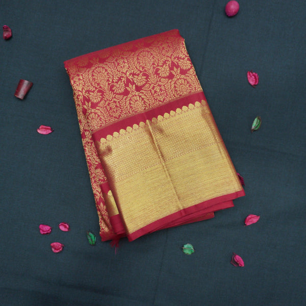 Deep Maroon Bridal Kanchipuram Silk Saree in Pure Gold Zari - Vivaaha Silks & Sarees