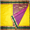 Bright Yellow Kanchipuram Silk Saree with Dual-Color Korvai Border - Vivaaha Silks & Sarees