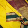 Bright Yellow Kanchipuram Silk Saree with Dual-Color Korvai Border - Vivaaha Silks & Sarees