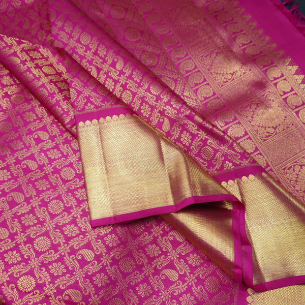 Traditional Rani Pink Bridal Kanchipuram Silk Saree with Gold Zari - Vivaaha Silks & Sarees
