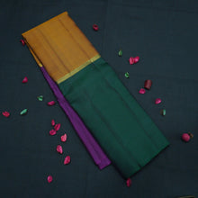 Load image into Gallery viewer, Mustard Yellow with Violet & Dark Green Kanchipuram Handloom Silk Saree - Vivaaha Silks & Sarees