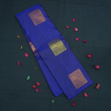 Load image into Gallery viewer, Deep Blue Borderless Kanchipuram Silk Saree with Gold and Copper Motifs - Vivaaha Silks & Sarees