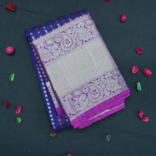 Load image into Gallery viewer, Navy Blue Handloom Silk Saree with Zari Brocade and Paisley Border - Vivaaha Silks & Sarees