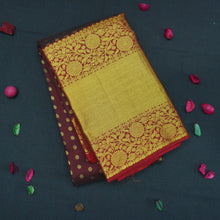 Load image into Gallery viewer, Deep Brown Kanchipuram Silk Saree with Traditional Zari Brocade - Vivaaha Silks & Sarees
