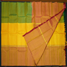 Load image into Gallery viewer, Bright Yellow-Green Pastel Kanchipuram Mubbagam Silk Saree - Vivaaha Silks & Sarees