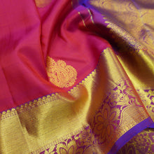 Load image into Gallery viewer, Tomato Red Kanchipuram Silk Saree with Gold Zari Butta and Blue Border - Vivaaha Silks & Sarees