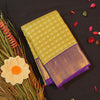 Pista Green Kanchipuram Silk Saree with Gold Zari Checks and Navy Border - Vivaaha Silks & Sarees