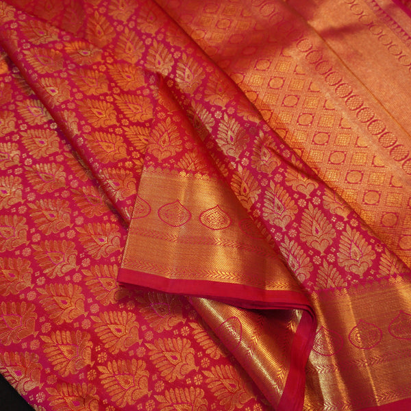 Rani Pink Bridal Kanchipuram Silk Saree with Gold Zari Thilagam Brocade - Vivaaha Silks & Sarees