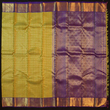 Load image into Gallery viewer, Pista Green Kanchipuram Silk Saree with Gold Zari Checks and Navy Border - Vivaaha Silks & Sarees