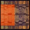 Sunset Orange Kanchipuram Silk Saree with Gold Zari Checks - Vivaaha Silks & Sarees