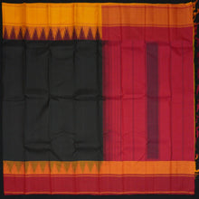 Load image into Gallery viewer, Black Kanchipuram Silk Saree with Ganga Jamuna Temple Border - Vivaaha Silks & Sarees