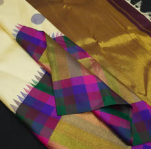 Load image into Gallery viewer, Half White Designer Kanchipuram Silk Saree with Mukti Color Fancy Border - Vivaaha Silks & Sarees