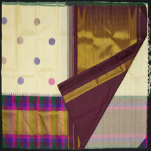 Load image into Gallery viewer, Half White Designer Kanchipuram Silk Saree with Mukti Color Fancy Border - Vivaaha Silks & Sarees