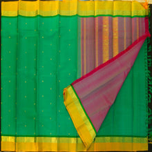 Load image into Gallery viewer, Sapphire Green with Yellow Border Kanjeevaram silk saree