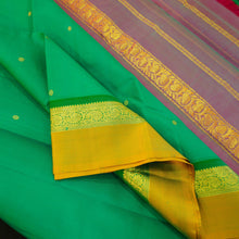 Load image into Gallery viewer, Sapphire Green with Yellow Border Kanjeevaram silk saree