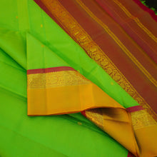 Load image into Gallery viewer, Pista Green with Yellow Border Kanjeevaram silk saree