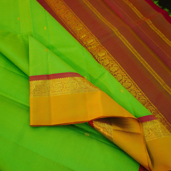 Pista Green with Yellow Border Kanjeevaram silk saree