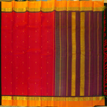 Load image into Gallery viewer, Chili Red with Yellow Border Kanjeevaram silk saree