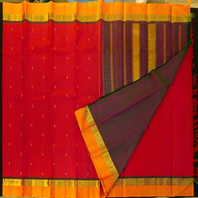 Load image into Gallery viewer, Chili Red with Yellow Border Kanjeevaram silk saree