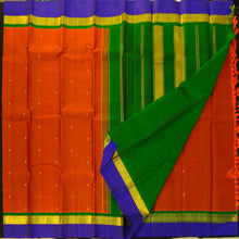 Load image into Gallery viewer, Fiery Orange & Emerald Green Kanchipuram Silk Saree with Kamalam Butta