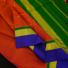 Load image into Gallery viewer, Fiery Orange & Emerald Green Kanchipuram Silk Saree with Kamalam Butta