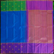 Load image into Gallery viewer, MS Blue Mubbagam Kanchipuram Silk Saree