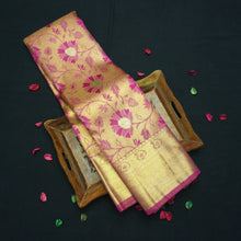 Load image into Gallery viewer, Full Gold Pure Zari Rani Pink Meenakari Brocade Bridal Tissue Saree - Vivaaha Silks & Sarees