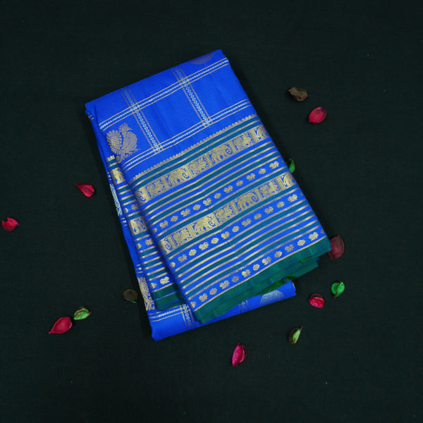 MS Blue Vintage Kanchipuram Silk Saree