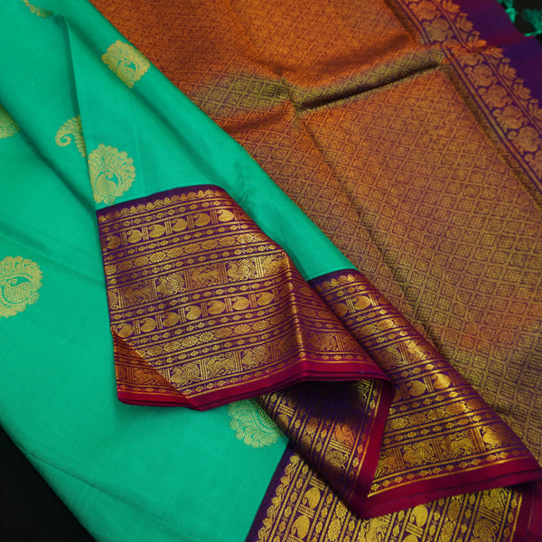 Rama Green Korvai Border Kanchipuram Silk Saree