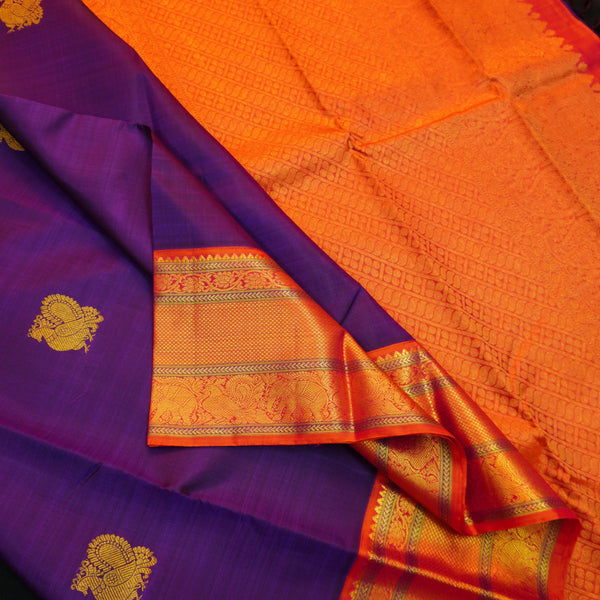 Violet Korvai Border Vintage Kanchipuram Silk Saree