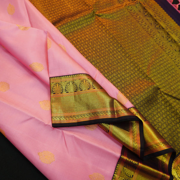Vintage Baby Pink Korvai Border Kanchipuram Silk Saree