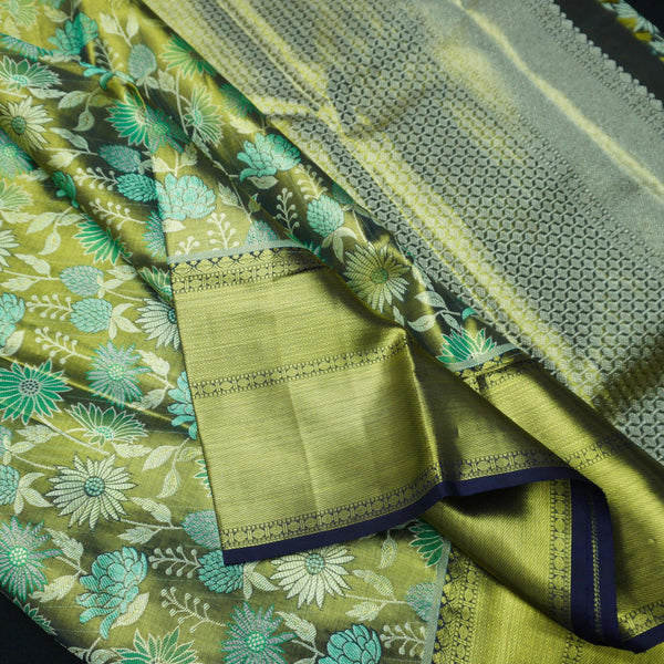 Mehandi green Tissue Exclusive Bridal Kanchipuram Silk Saree with Meenakari Design - Vivaaha Silks & Sarees