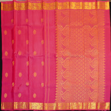 Load image into Gallery viewer, Peach pink Kanchipuram silk saree with gold annam and chakaram butta motifs, rich zari pallu, and traditional temple border – perfect for bridal and festive wear from Vivaaha Silks.