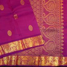 Load image into Gallery viewer, Vadamalli violet Kanchipuram silk saree from Vivaaha Silks budget collection featuring gold annam and chakaram butta with a rich traditional gold zari pallu.