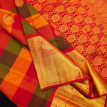 Load image into Gallery viewer, Classic Palum Pazham Kattam Kanchipuram silk saree from Vivaaha Silks with mango and thilagam butta, annam motif border, and rich red zari pallu.